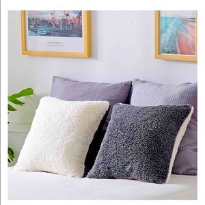 Panku Sherpa Pillow Cover Super Soft 2 Pack With Zipper 20x20 Gray /…